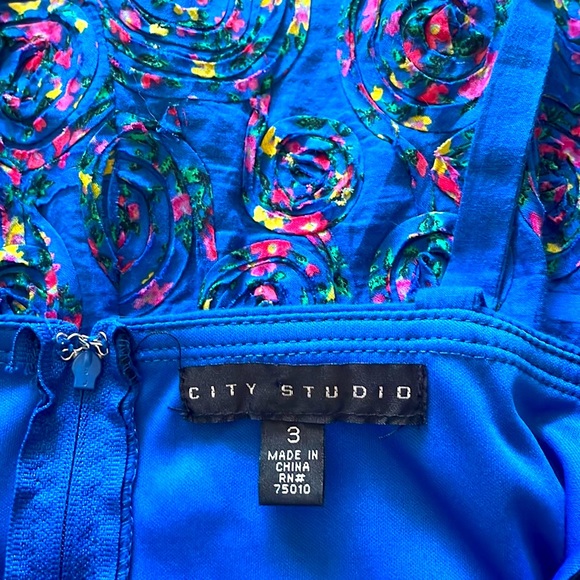 Cotton blue mini sundress - Picture 3 of 7